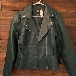Dark Green Faux Leather Jacket New with tag size M